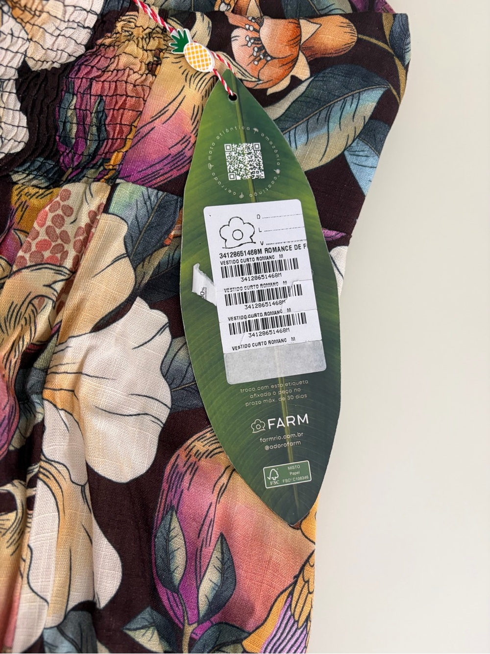 FARM Rio Black Floral Mini Dress with Cream, Green and Purple Accents - Picture 3 of 4